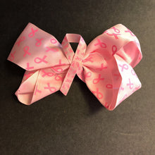 Load image into Gallery viewer, Breast Cancer Awareness Hairbow Clip w/Middle Ribbon
