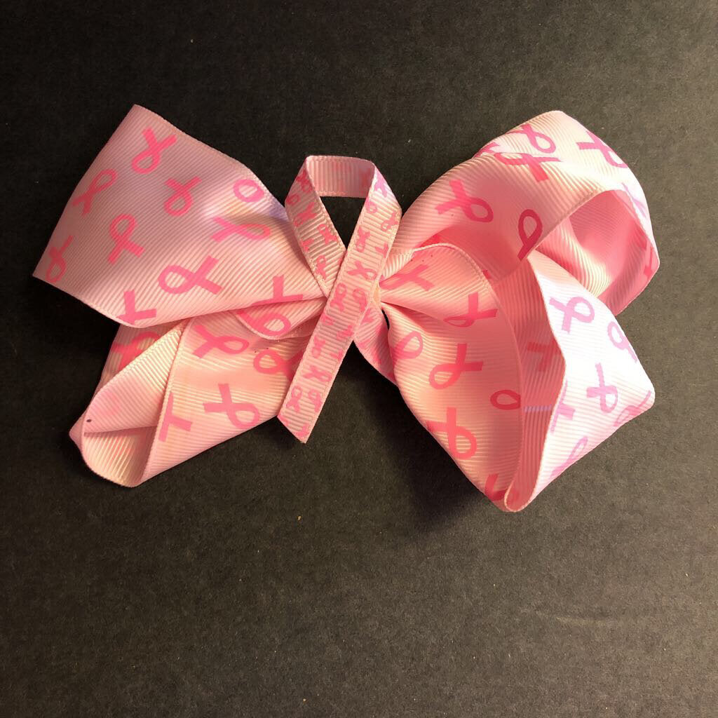 Breast Cancer Awareness Hairbow Clip w/Middle Ribbon