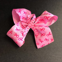 Load image into Gallery viewer, Breast Cancer Awareness Hairbow Clip w/Middle Ribbon
