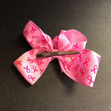 Load image into Gallery viewer, Breast Cancer Awareness Hairbow Clip w/Middle Ribbon
