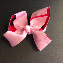 Load image into Gallery viewer, Two-Tone Breast Cancer Awareness Hairbow Clip
