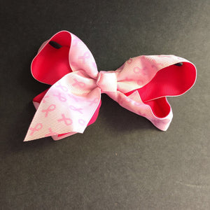 Two-Tone Breast Cancer Awareness Hairbow Clip