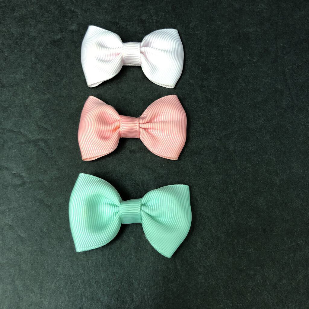 3pk Solid Hairbow Clips