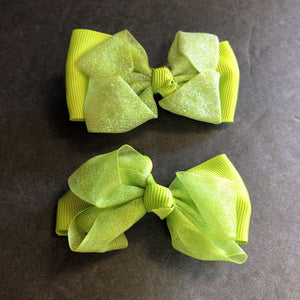 2pk Sparkly Hairbow Clips