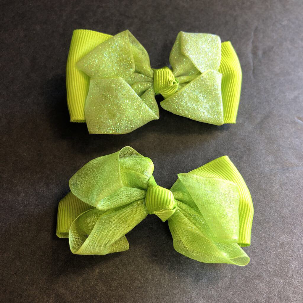 2pk Sparkly Hairbow Clips