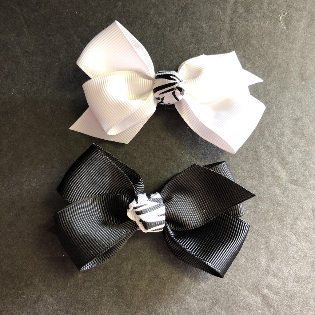 2pk Zebra Print Hairbow Clips