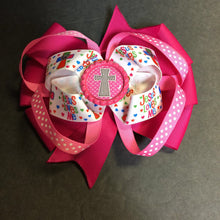 Load image into Gallery viewer, &quot;Jesus Loves Me&quot; Cross Hairbow Clip
