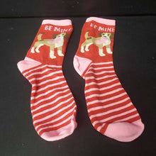 Load image into Gallery viewer, Girls Striped &quot;Be Mine&quot; Valentine&#39;s Day Socks
