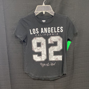 "Los Angeles CA 92, keep it real" top