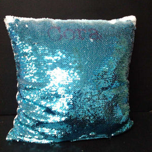 "Cora" Monogrammed Reverse Sequin Unicorn Pillow