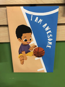 "I Am Awesome" Basketball Canvas Art