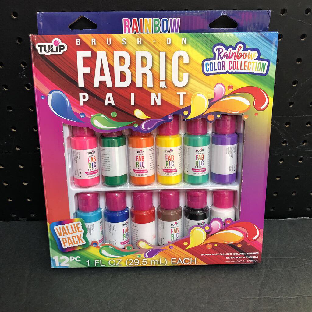 12pk Brush-On Fabric Paints Rainbow Collection (NEW) (Tulip)