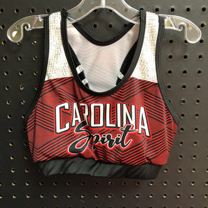 Rhinestone "Carolina Spirit" Cheerleading Sports Bra (Illusive Apparel)