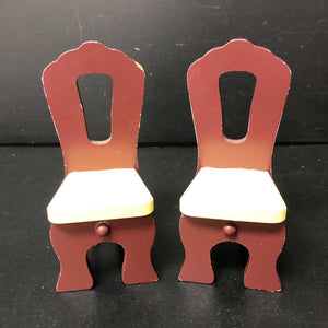 2pk Dollhouse Wooden Kitchen Chairs