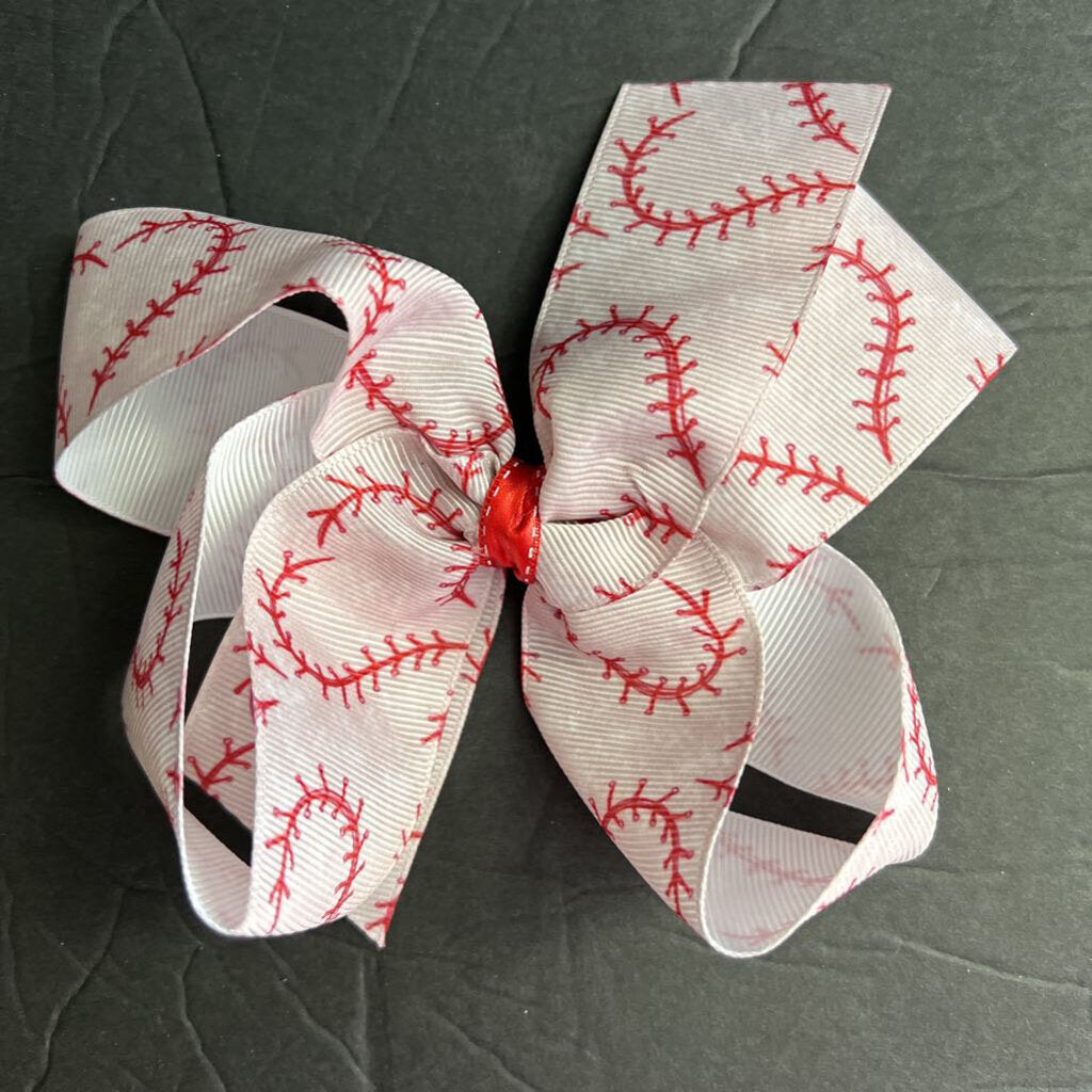 Baseball Heart Hairbow Clip