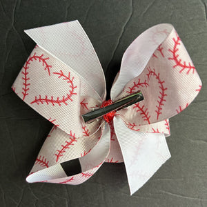 Baseball Heart Hairbow Clip