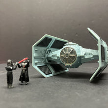 Load image into Gallery viewer, Micro Machines Action Fleet Darth Vader&#39;s Tie Fighter Plane w/Figures 1996 Vintage Collectible
