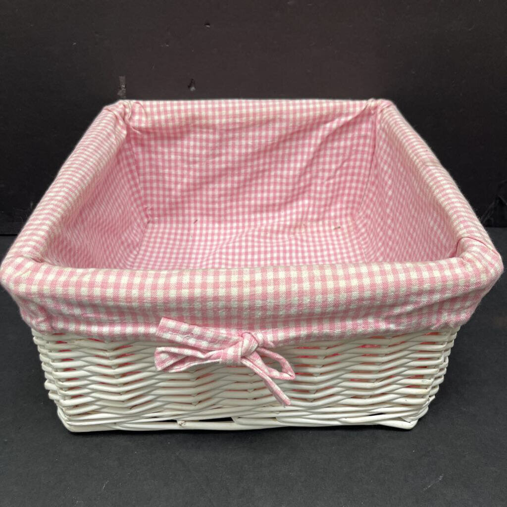 Checkered Wicker Storage Organizer Basket