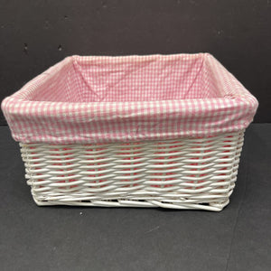 Checkered Wicker Storage Organizer Basket