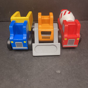 3pk Wooden Construction Vehicles