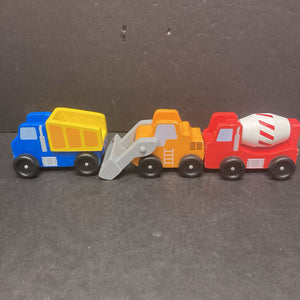 3pk Wooden Construction Vehicles