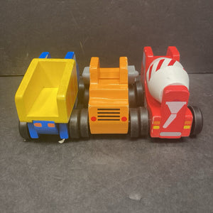 3pk Wooden Construction Vehicles