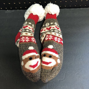 Christmas Slipper Socks (Sock Monkey)