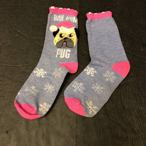 Girls Pug Christmas Socks