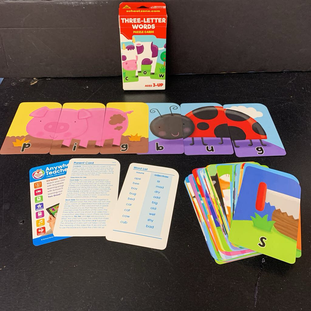 Three-Letter Words Puzzle Flash Cards