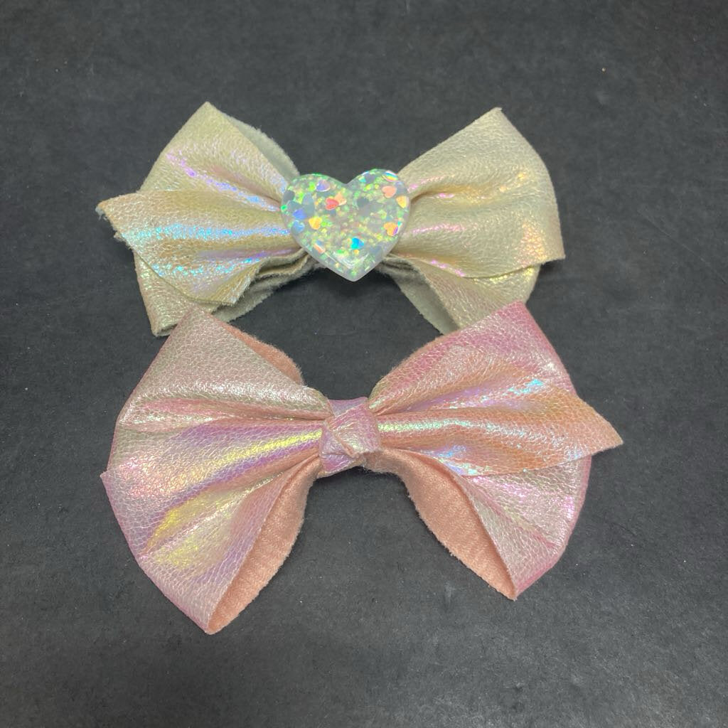 2pk Sparkly Hairbow Clips