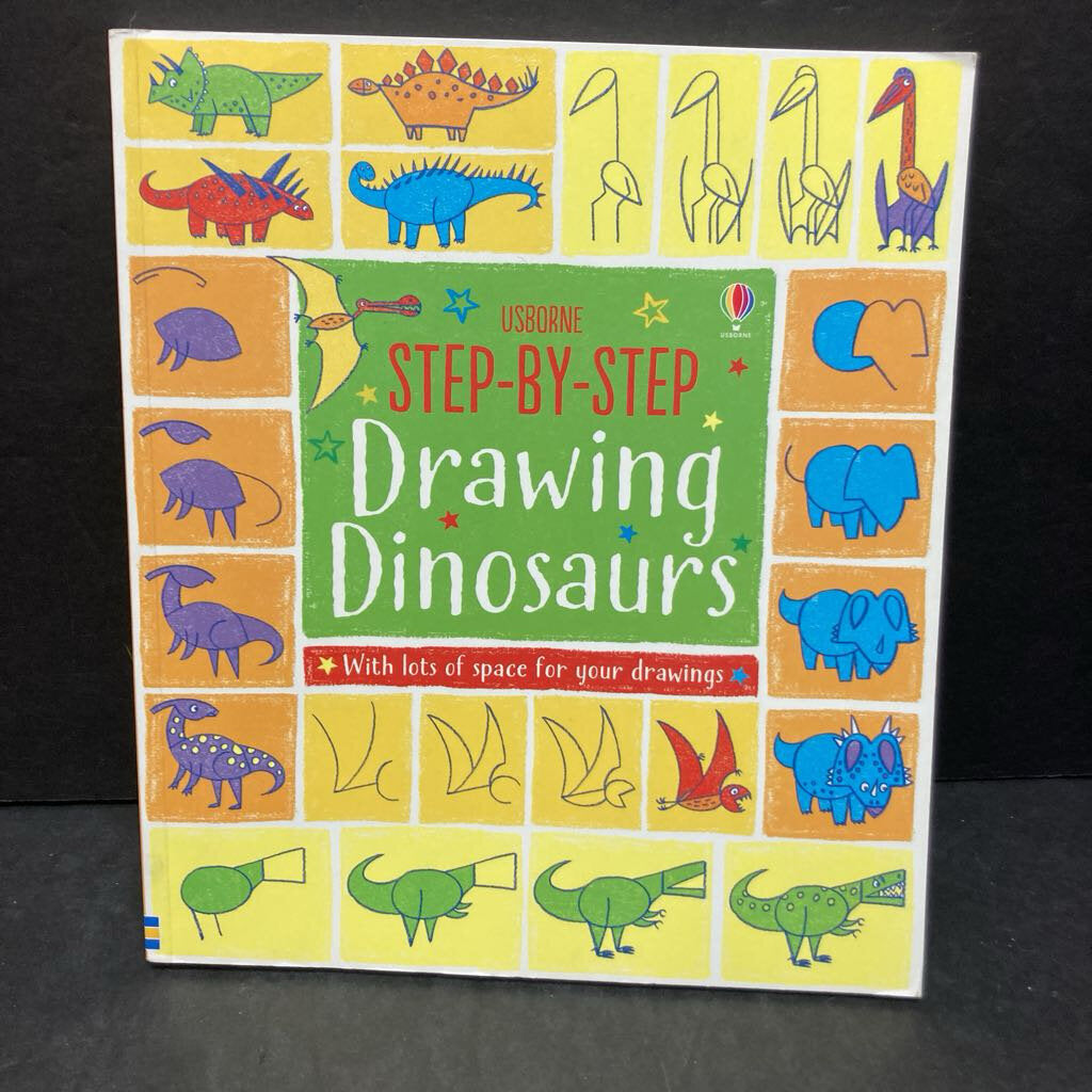 Step-By-Step Drawing Dinosaurs (Usborne) (Candice Whatmore) -paperback activity