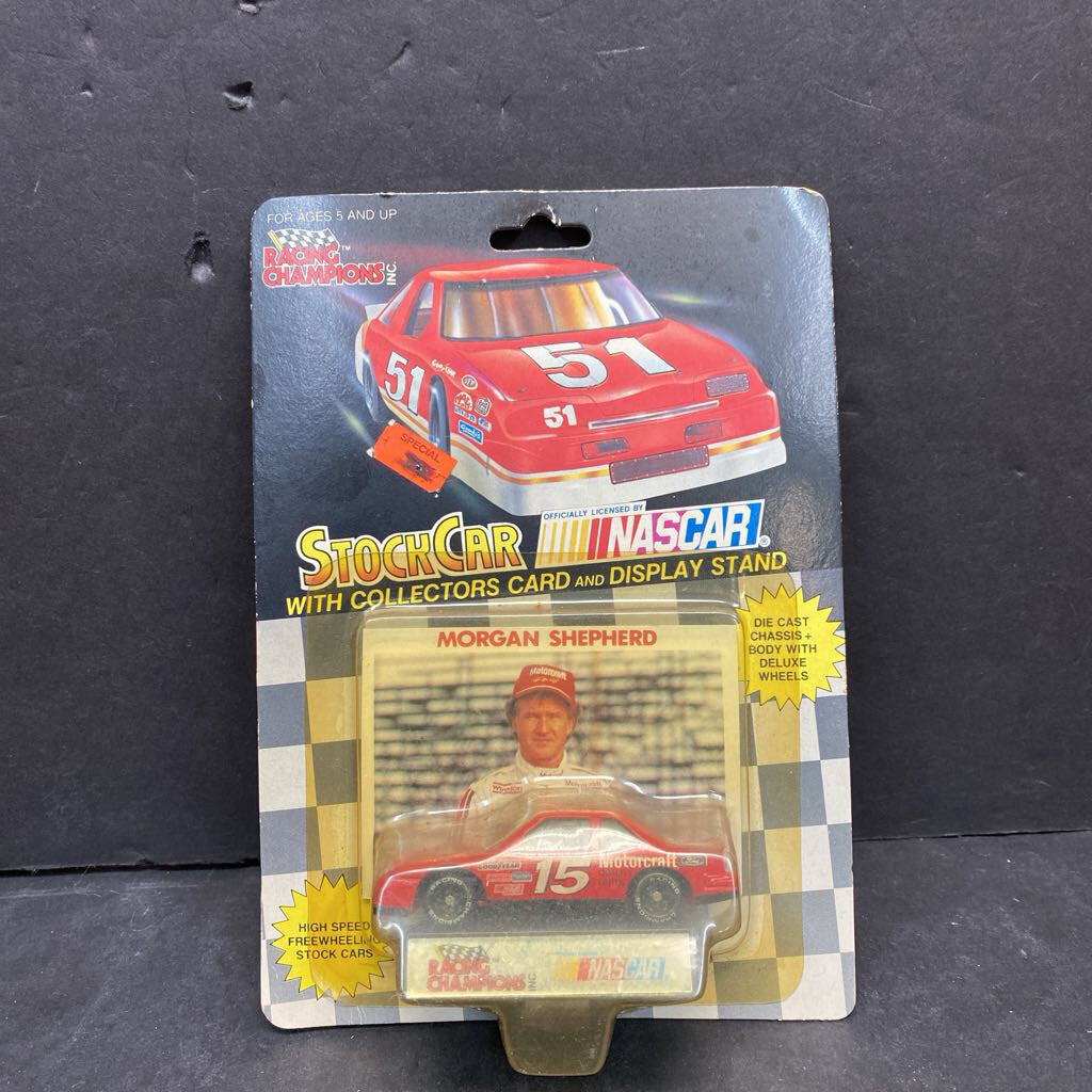 Morgan Shepherd #15 MotorCraft NASCAR Stock Car w/Collector Card & Display Stand (NEW)