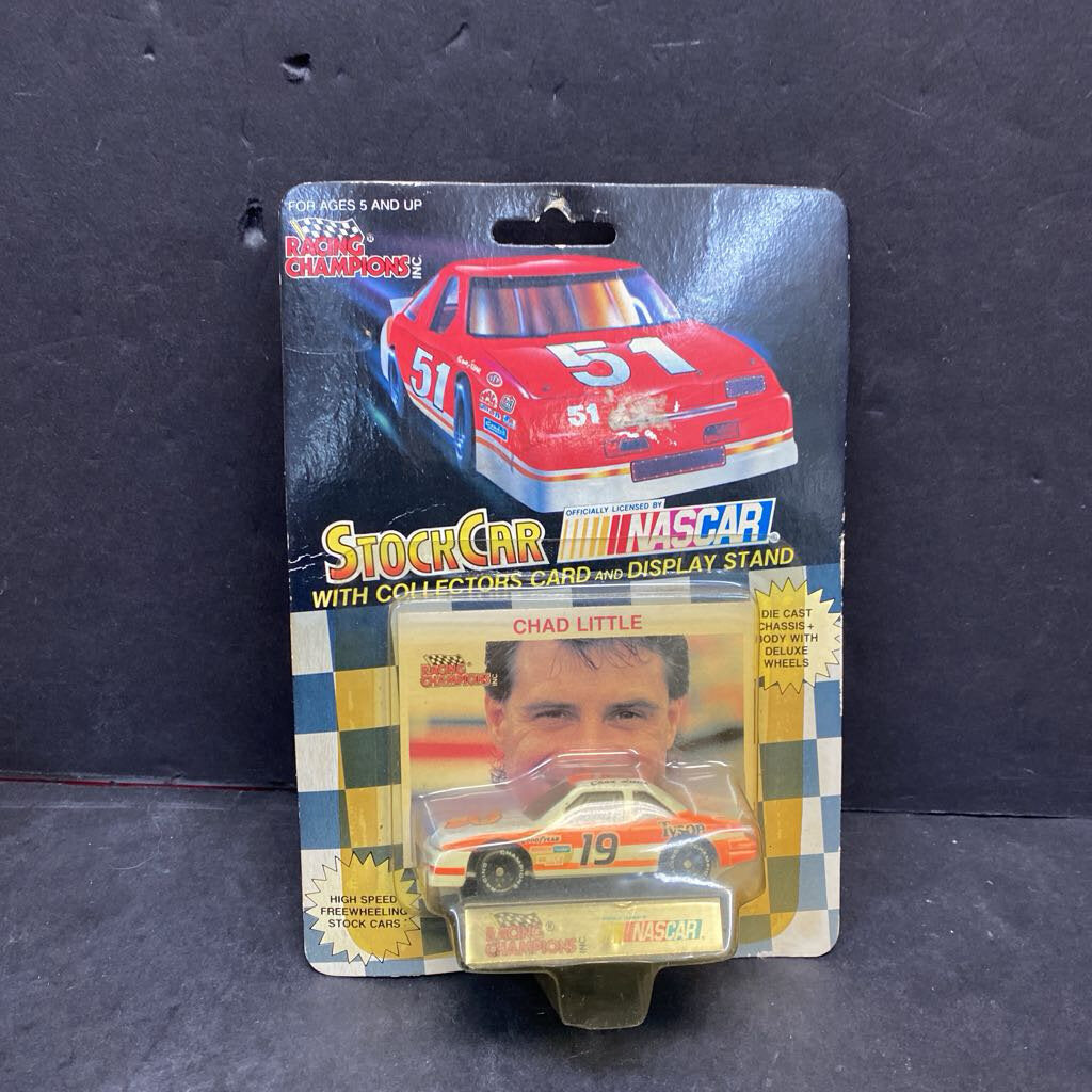 Chad Little #19 Tyson NASCAR Stock Car w/Collector Card & Display Stand (NEW)