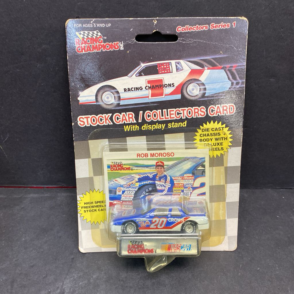 Rob Moroso #20 Crown NASCAR Stock Car w/Collector Card & Display Stand (NEW)