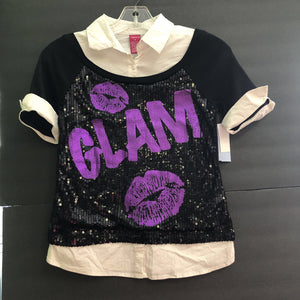 "glam" top w/sequin