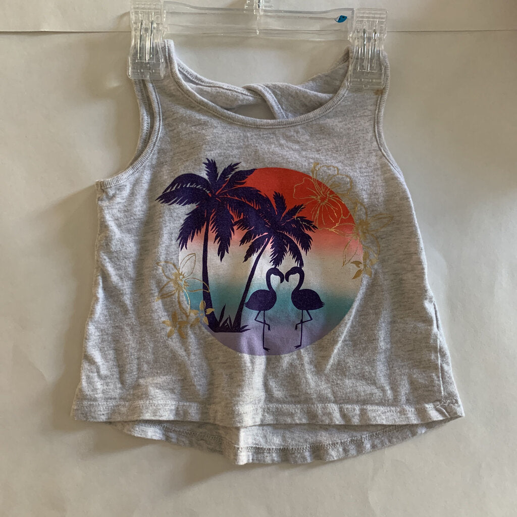 palm tree flamingo tank top