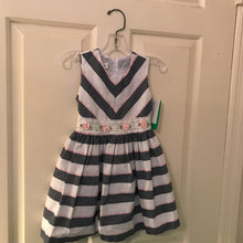 Load image into Gallery viewer, striped rose &amp; lace belt dress
