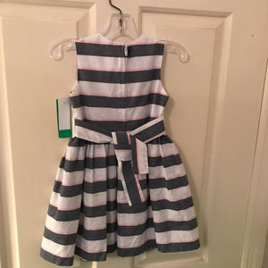 striped rose & lace belt dress