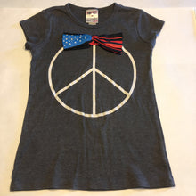 Load image into Gallery viewer, peace sign w/ usa flag bow
