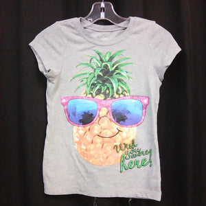 "wish you were here" pineapple sunglasses top